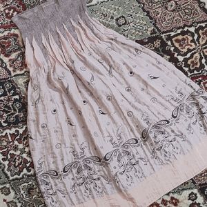 Lapis shirred elastic peach skirt